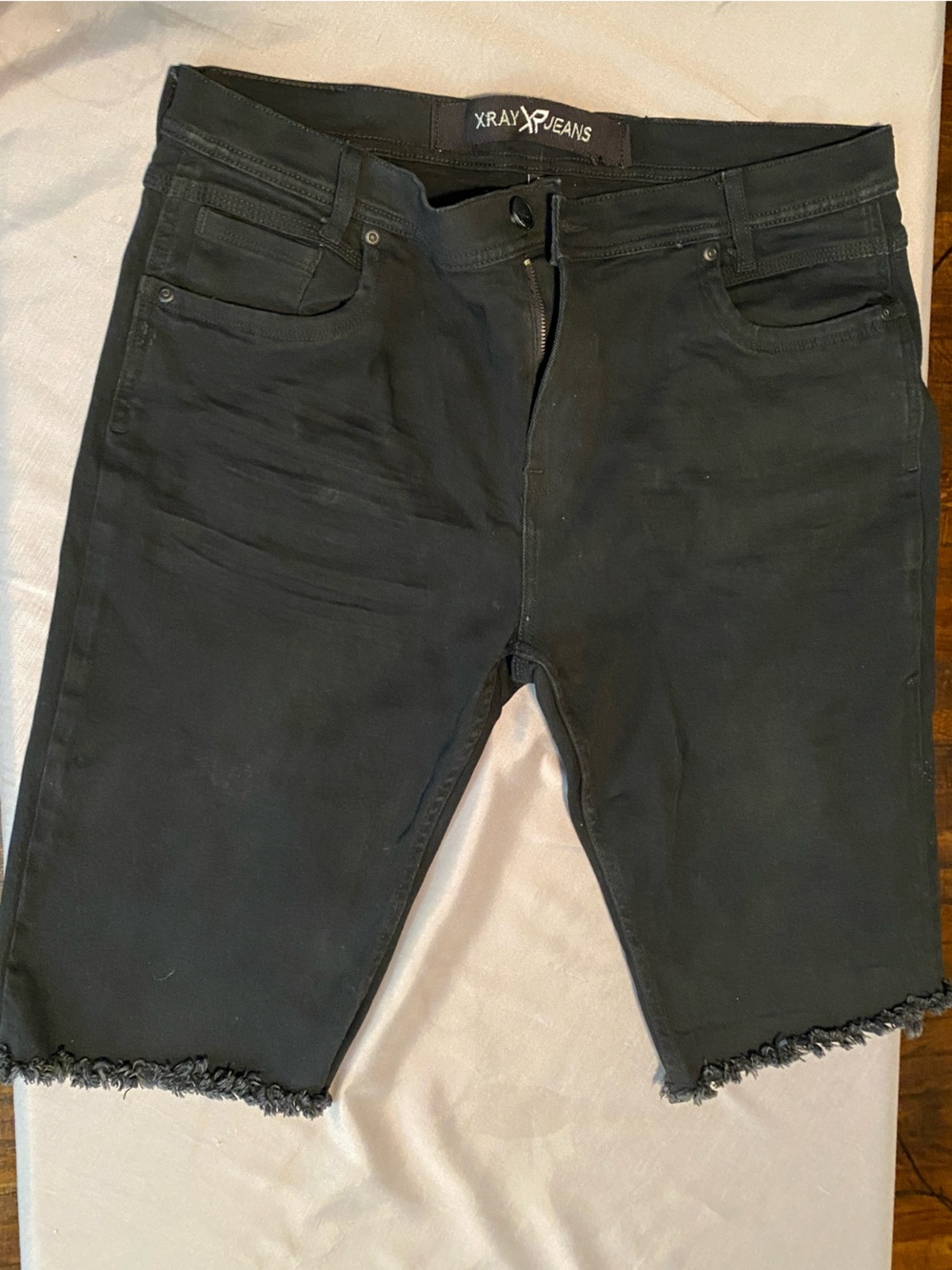 Men's Black Frayed Hem Jeans